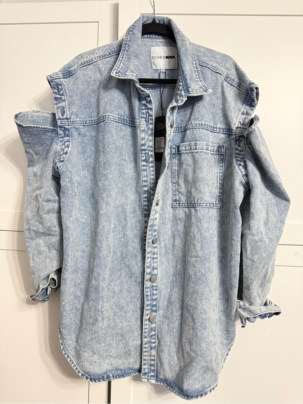 NWT Fashion Nova Cold Shoulder Oversized Denim Shacket 1X